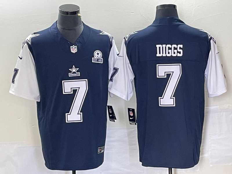 Mens Dallas Cowboys #7 Trevon Diggs Navy Blue FUSE Vapor Thanksgiving 1960 Patch Limited Stitched Jersey